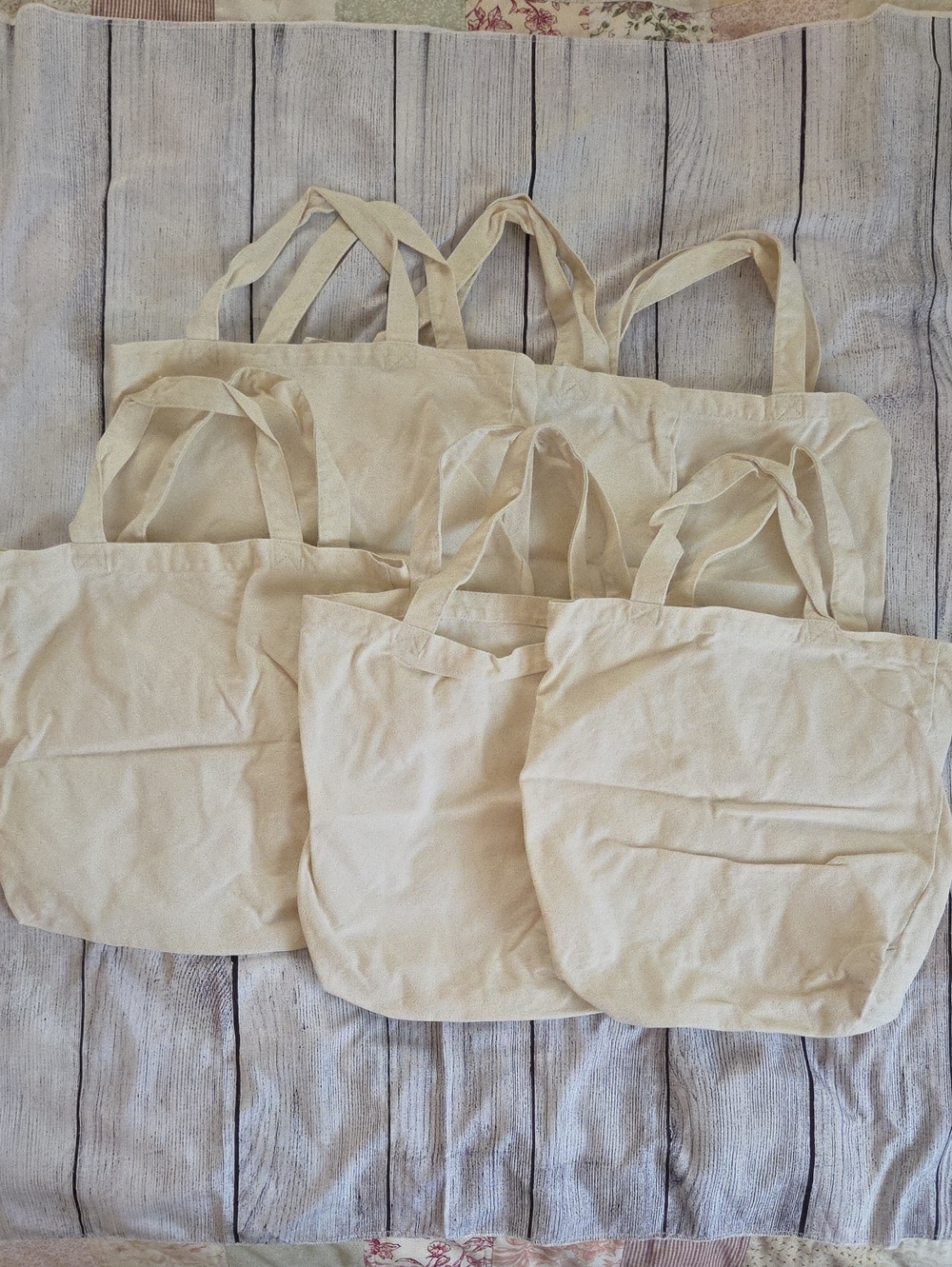 Classic Canvas Tote Bags – Natural - Set of 6 Bags